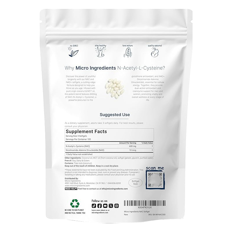 NAC 600mg Softgels with NAD+ C - đánh giá và giá Mct Oil Coconut